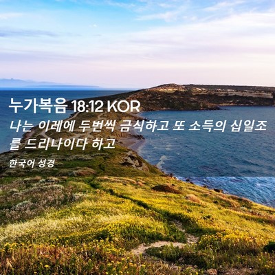 Picture 02 - 누가복음 18:12 KOR - 나는 이레에 두번씩 금식하고 또 - Bible Verse Picture