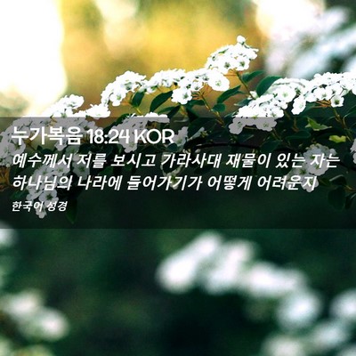 Picture 02 - 누가복음 18:24 KOR - 예수께서 저를 보시고 가라사대 - Bible Verse Picture