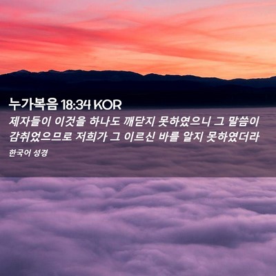 Picture 02 - 누가복음 18:34 KOR - 제자들이 이것을 하나도 깨닫지 - Bible Verse Picture