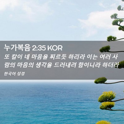 Picture 02 - 누가복음 2:35 KOR - 또 칼이 네 마음을 찌르듯 하리라 - Bible Verse Picture