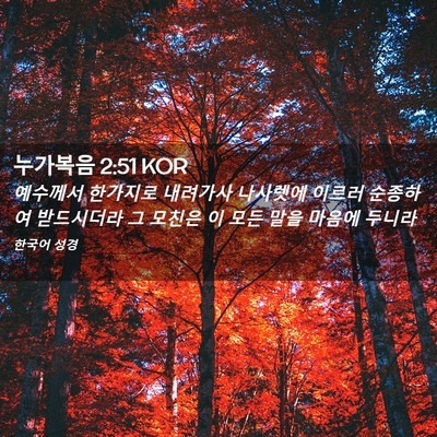 Picture 02 - 누가복음 2:51 KOR - 예수께서 한가지로 내려가사 - Bible Verse Picture