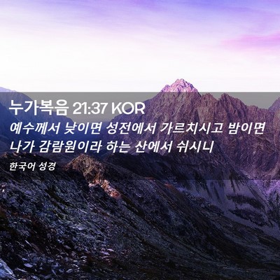 Picture 02 - 누가복음 21:37 KOR - 예수께서 낮이면 성전에서 - Bible Verse Picture