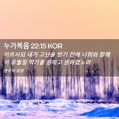 Picture 02 - 누가복음 22:15 KOR - 이르시되 내가 고난을 받기 전에 - Bible Verse Picture