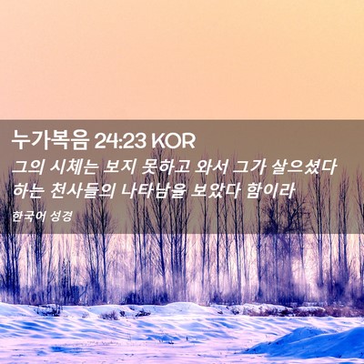 Picture 02 - 누가복음 24:23 KOR - 그의 시체는 보지 못하고 와서 그가 - Bible Verse Picture