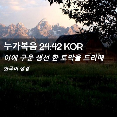 Picture 02 - 누가복음 24:42 KOR - 이에 구운 생선 한 토막을 - Bible Verse Picture