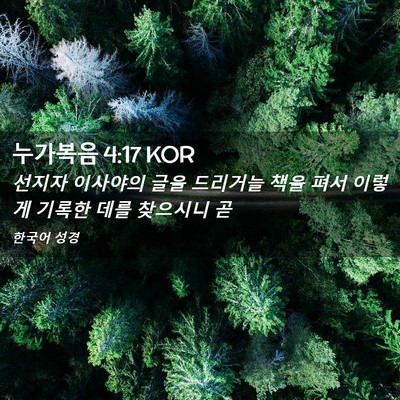 Picture 02 - 누가복음 4:17 KOR - 선지자 이사야의 글을 드리거늘 책을 - Bible Verse Picture