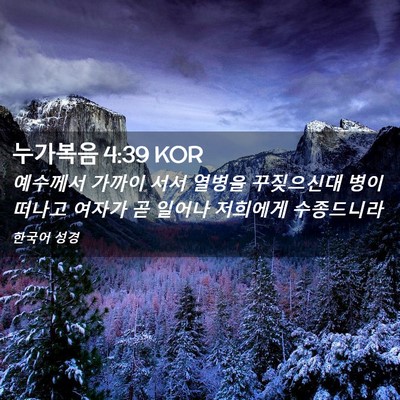 Picture 02 - 누가복음 4:39 KOR - 예수께서 가까이 서서 열병을 - Bible Verse Picture