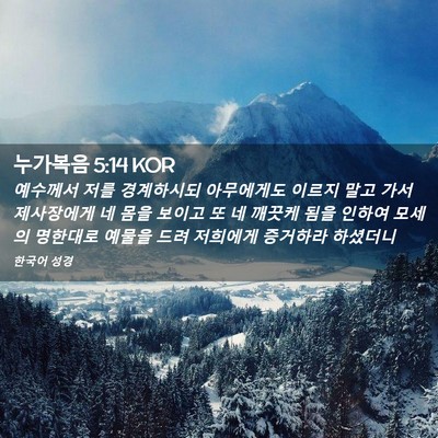 Picture 02 - 누가복음 5:14 KOR - 예수께서 저를 경계하시되 - Bible Verse Picture