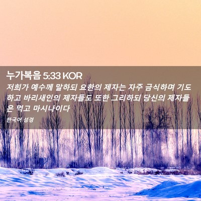 Picture 02 - 누가복음 5:33 KOR - 저희가 예수께 말하되 요한의 제자는 - Bible Verse Picture