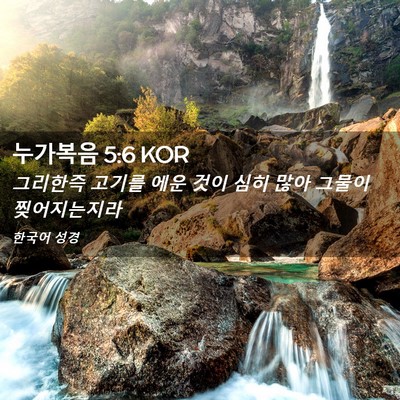 Picture 02 - 누가복음 5:6 KOR - 그리한즉 고기를 에운 것이 심히 - Bible Verse Picture