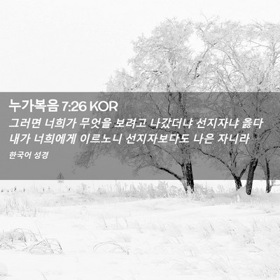 Picture 02 - 누가복음 7:26 KOR - 그러면 너희가 무엇을 보려고 - Bible Verse Picture