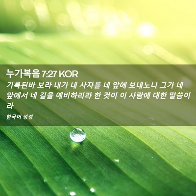Picture 02 - 누가복음 7:27 KOR - 기록된바 보라 내가 내 사자를 네 - Bible Verse Picture
