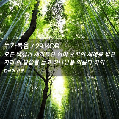 Picture 02 - 누가복음 7:29 KOR - 모든 백성과 세리들은 이미 요한의 - Bible Verse Picture