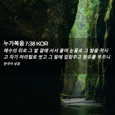 Picture 02 - 누가복음 7:38 KOR - 예수의 뒤로 그 발 곁에 서서 울며 - Bible Verse Picture