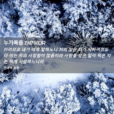 Picture 02 - 누가복음 7:47 KOR - 이러므로 내가 네게 말하노니 저의 - Bible Verse Picture