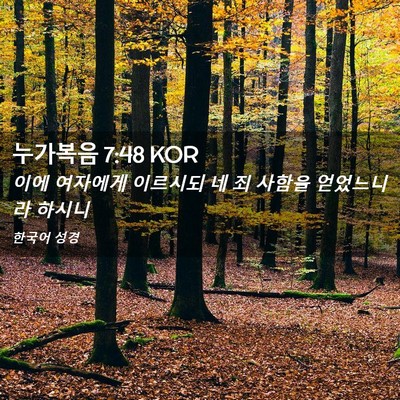 Picture 02 - 누가복음 7:48 KOR - 이에 여자에게 이르시되 네 죄 - Bible Verse Picture