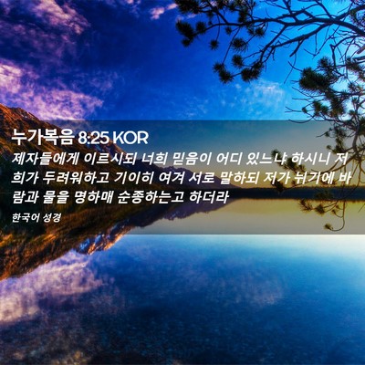 Picture 02 - 누가복음 8:25 KOR - 제자들에게 이르시되 너희 믿음이 - Bible Verse Picture