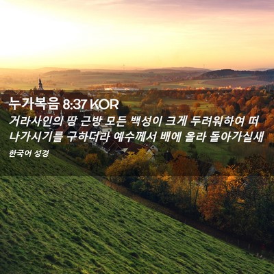 Picture 02 - 누가복음 8:37 KOR - 거라사인의 땅 근방 모든 백성이 - Bible Verse Picture