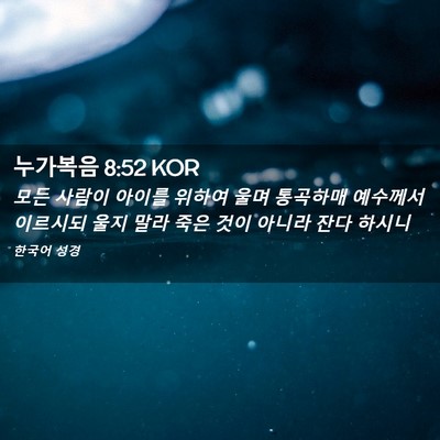 Picture 02 - 누가복음 8:52 KOR - 모든 사람이 아이를 위하여 울며 - Bible Verse Picture