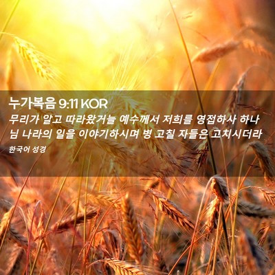 Picture 02 - 누가복음 9:11 KOR - 무리가 알고 따라왔거늘 예수께서 - Bible Verse Picture
