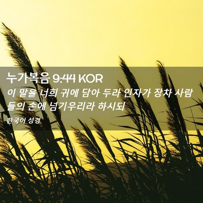 Picture 02 - 누가복음 9:44 KOR - 이 말을 너희 귀에 담아 두라 인자가 - Bible Verse Picture