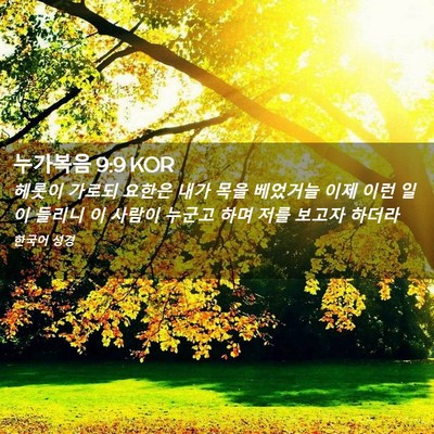 Picture 02 - 누가복음 9:9 KOR - 헤롯이 가로되 요한은 내가 목을 - Bible Verse Picture