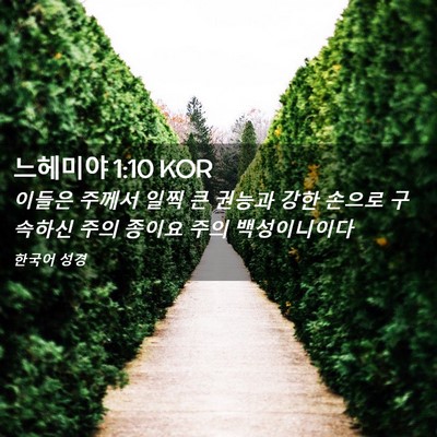 Picture 02 - 느헤미야 1:10 KOR - 이들은 주께서 일찍 큰 권능과 강한 - Bible Verse Picture