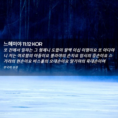 Picture 02 - 느헤미야 11:12 KOR - 또 전에서 일하는 그 형제니 도합이 - Bible Verse Picture