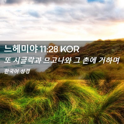 Picture 02 - 느헤미야 11:28 KOR - 또 시글락과 므고나와 그 촌에 - Bible Verse Picture