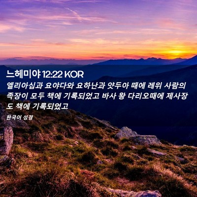 Picture 02 - 느헤미야 12:22 KOR - 엘리아십과 요야다와 요하난과 - Bible Verse Picture