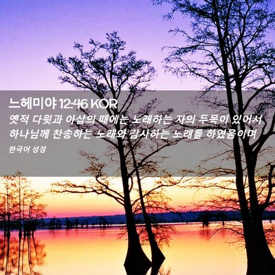 Picture 02 - 느헤미야 12:46 KOR - 옛적 다윗과 아삽의 때에는 노래하는 - Bible Verse Picture
