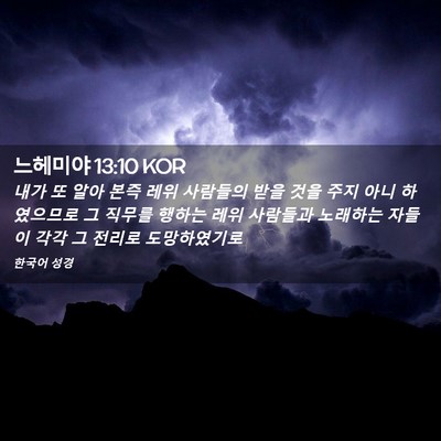 Picture 02 - 느헤미야 13:10 KOR - 내가 또 알아 본즉 레위 사람들의 - Bible Verse Picture