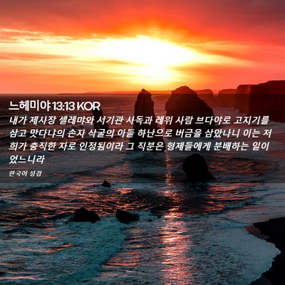 Picture 02 - 느헤미야 13:13 KOR - 내가 제사장 셀레먀와 서기관 사독과 - Bible Verse Picture