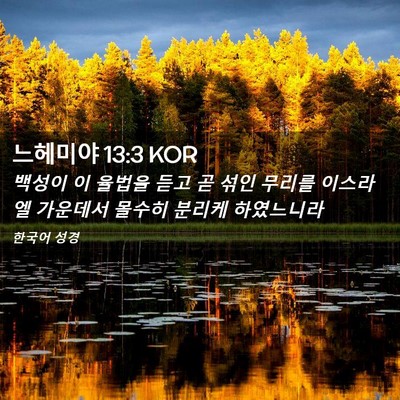 Picture 02 - 느헤미야 13:3 KOR - 백성이 이 율법을 듣고 곧 섞인 - Bible Verse Picture