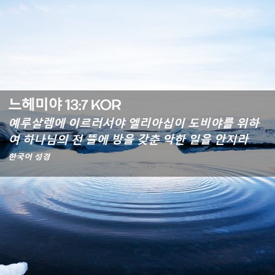 Picture 02 - 느헤미야 13:7 KOR - 예루살렘에 이르러서야 엘리아십이 - Bible Verse Picture