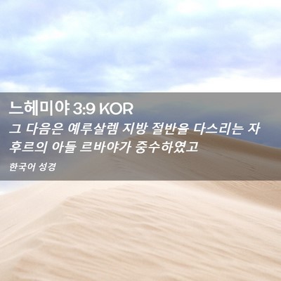 Picture 02 - 느헤미야 3:9 KOR - 그 다음은 예루살렘 지방 절반을 - Bible Verse Picture