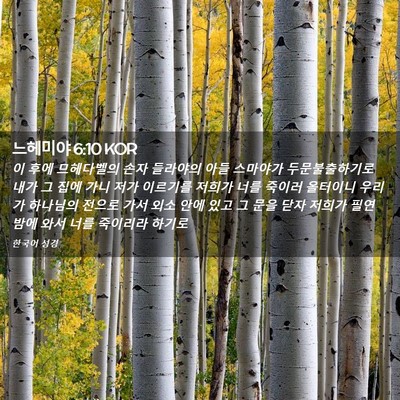 Picture 02 - 느헤미야 6:10 KOR - 이 후에 므헤다벨의 손자 들라야의 - Bible Verse Picture