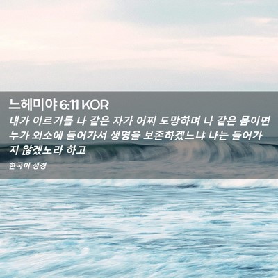 Picture 02 - 느헤미야 6:11 KOR - 내가 이르기를 나 같은 자가 어찌 - Bible Verse Picture