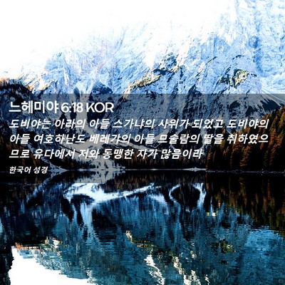 Picture 02 - 느헤미야 6:18 KOR - 도비야는 아라의 아들 스가냐의 - Bible Verse Picture