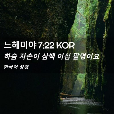 Picture 02 - 느헤미야 7:22 KOR - 하숨 자손이 삼백 이십 - Bible Verse Picture