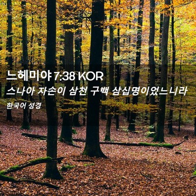 Picture 02 - 느헤미야 7:38 KOR - 스나아 자손이 삼천 구백 - Bible Verse Picture