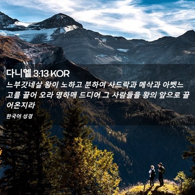 Picture 02 - 다니엘 3:13 KOR - 느부갓네살 왕이 노하고 분하여 - Bible Verse Picture