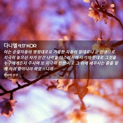 Picture 02 - 다니엘 4:17 KOR - 이는 순찰자들의 명령대로요 거룩한 - Bible Verse Picture