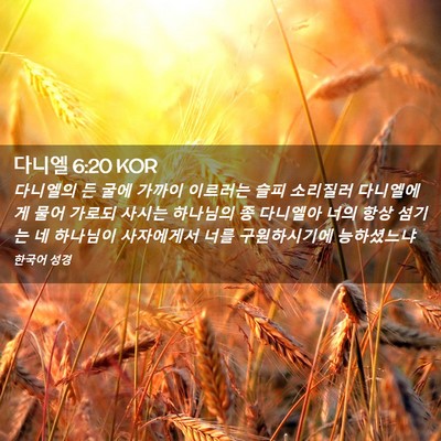 Picture 02 - 다니엘 6:20 KOR - 다니엘의 든 굴에 가까이 이르러는 - Bible Verse Picture