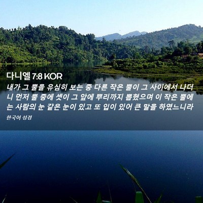 Picture 02 - 다니엘 7:8 KOR - 내가 그 뿔을 유심히 보는 중 다른 - Bible Verse Picture