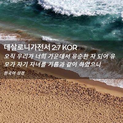 Picture 02 - 데살로니가전서 2:7 KOR - 오직 우리가 너희 가운데서 유순한 - Bible Verse Picture