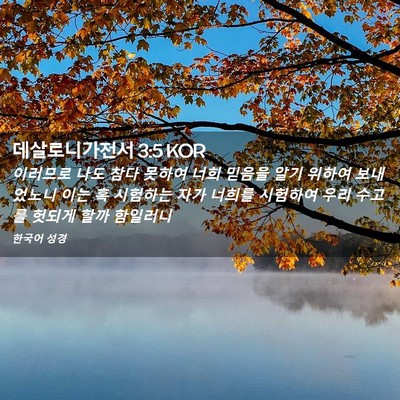Picture 02 - 데살로니가전서 3:5 KOR - 이러므로 나도 참다 못하여 너희 - Bible Verse Picture