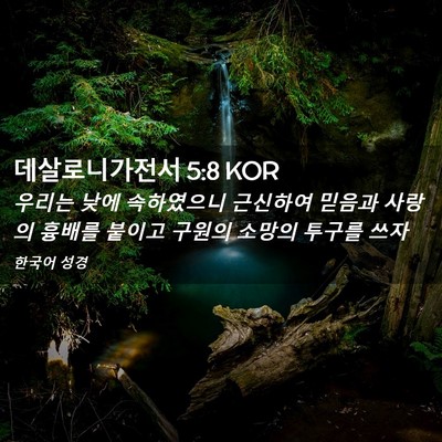 Picture 02 - 데살로니가전서 5:8 KOR - 우리는 낮에 속하였으니 근신하여 - Bible Verse Picture