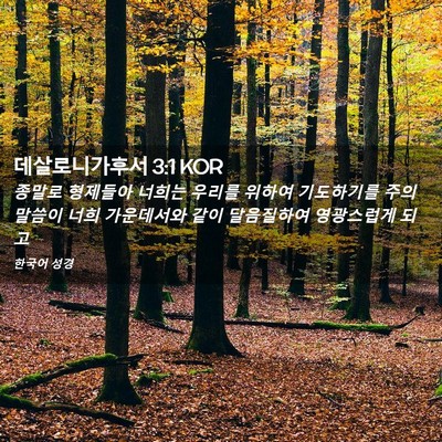 Picture 02 - 데살로니가후서 3:1 KOR - 종말로 형제들아 너희는 우리를 - Bible Verse Picture