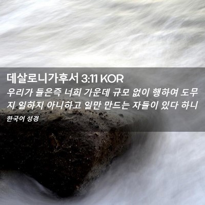 Picture 02 - 데살로니가후서 3:11 KOR - 우리가 들은즉 너희 가운데 규모 - Bible Verse Picture